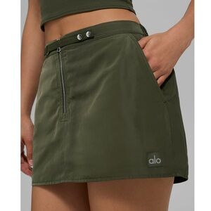 Alo Work It Mini Skirt NWT Green Olive